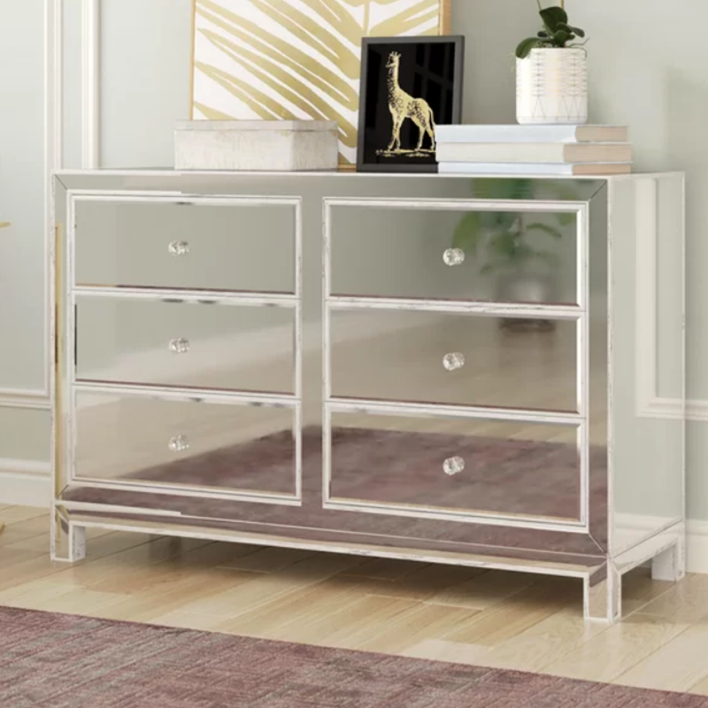 living room wooden mirrored sideboard