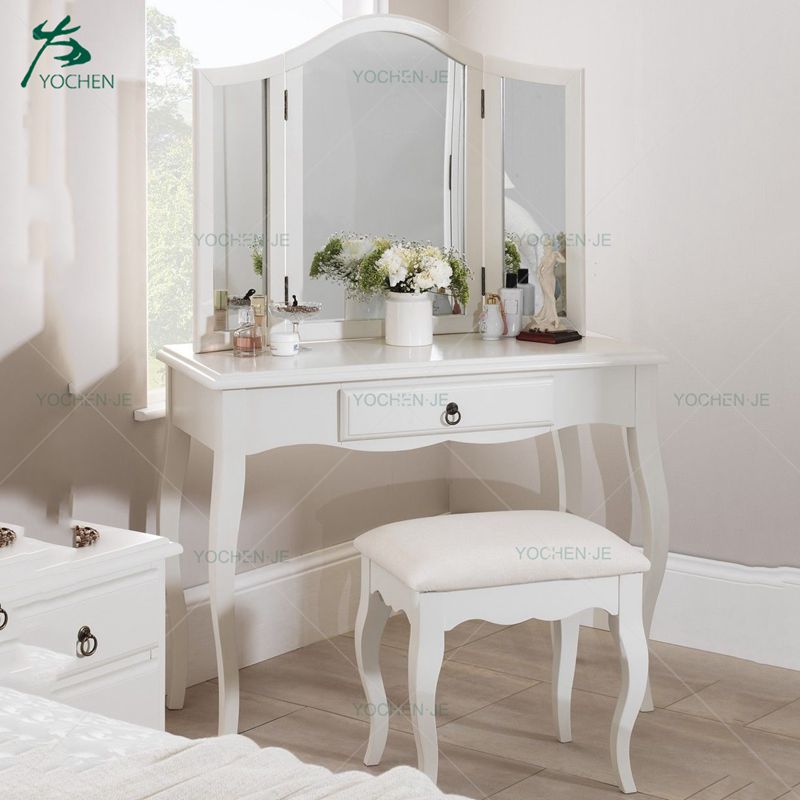MDF Paulownia Wood Indian Model Dressing Table With Stool