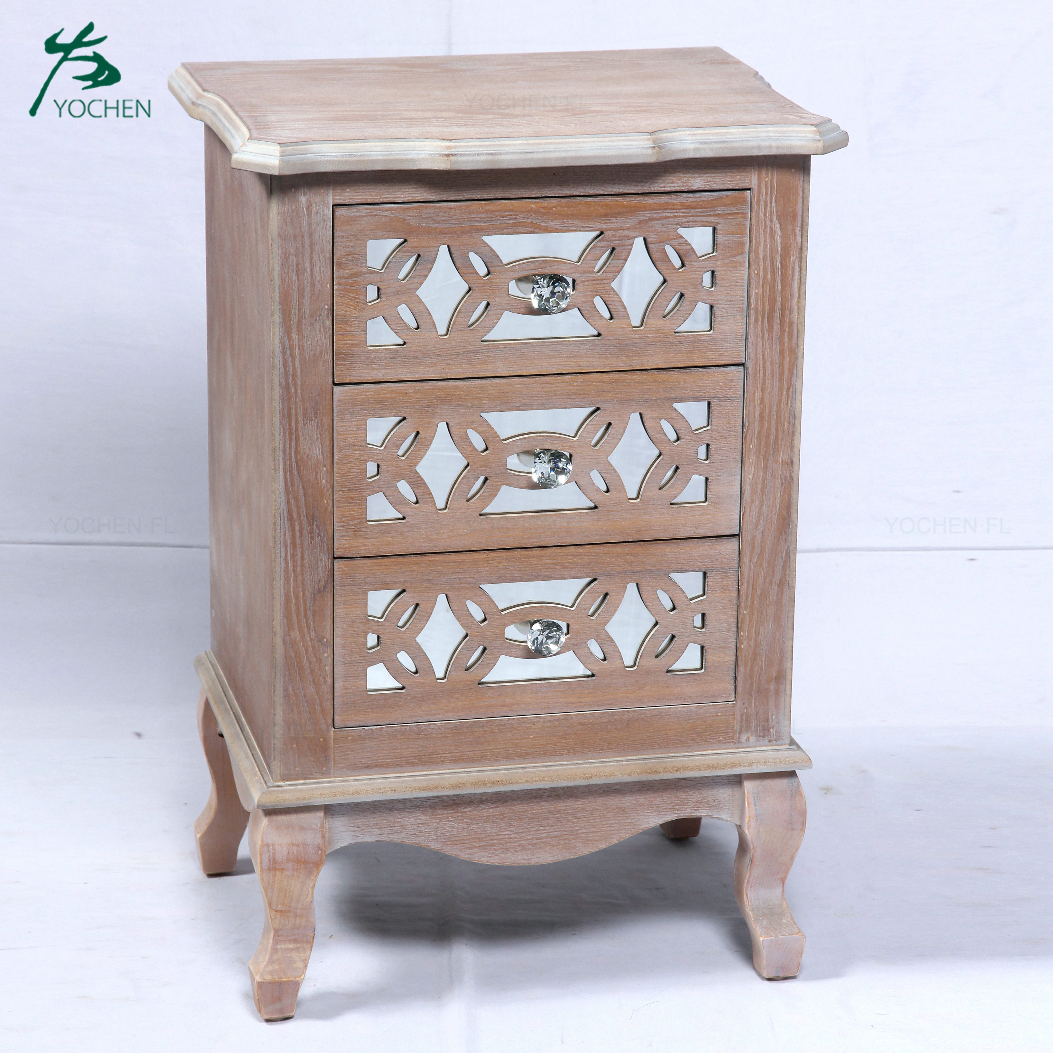 vintage home furniture solid wood carving mirror cabinet