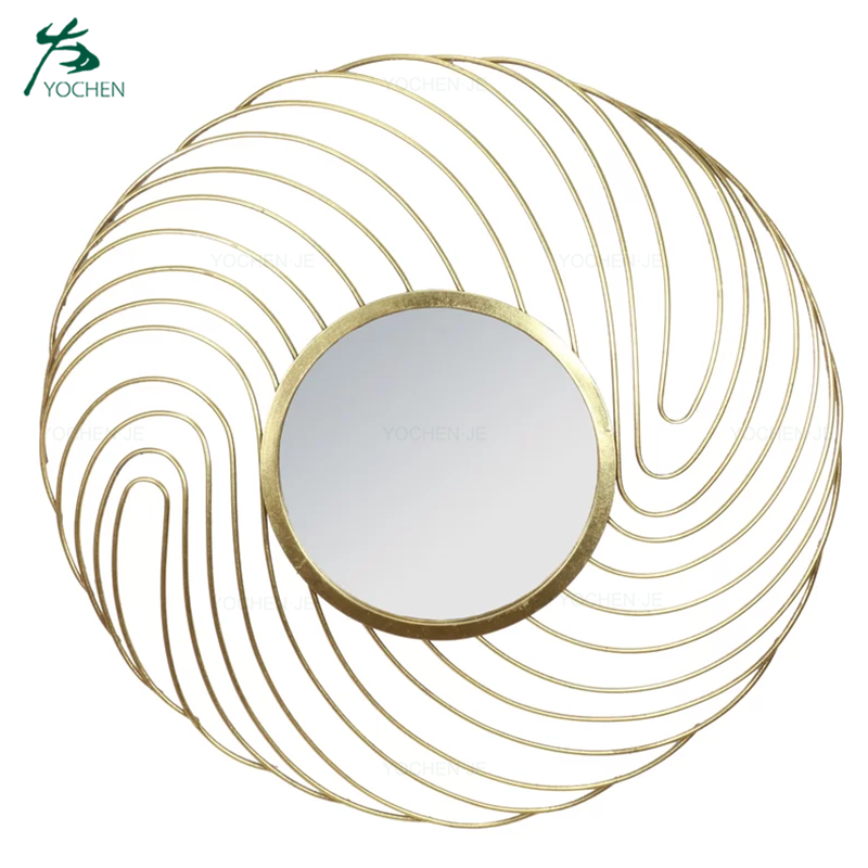 gold leaf shape decorative wall mirror