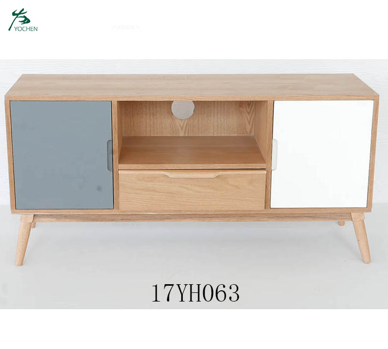 Modern Style Wooden Large Storage TV Stand With Pine Legs