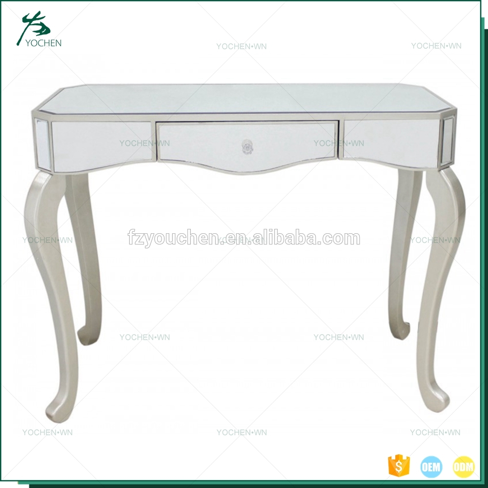Art deco bedroom dressing table furniture 3 drawer mirrored console table