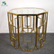 luxury white marble top shining golden metal coffee table