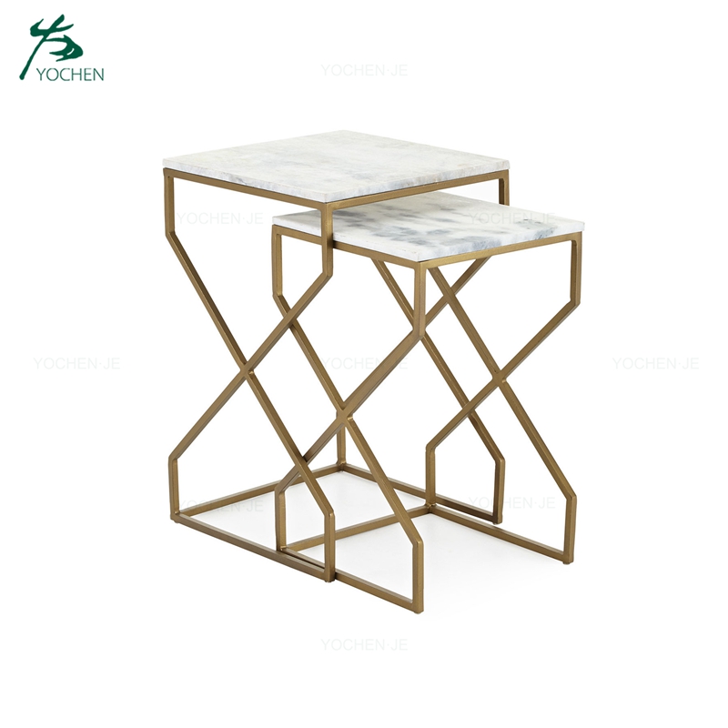 Modern furniture sofa glass gold coffee table end table
