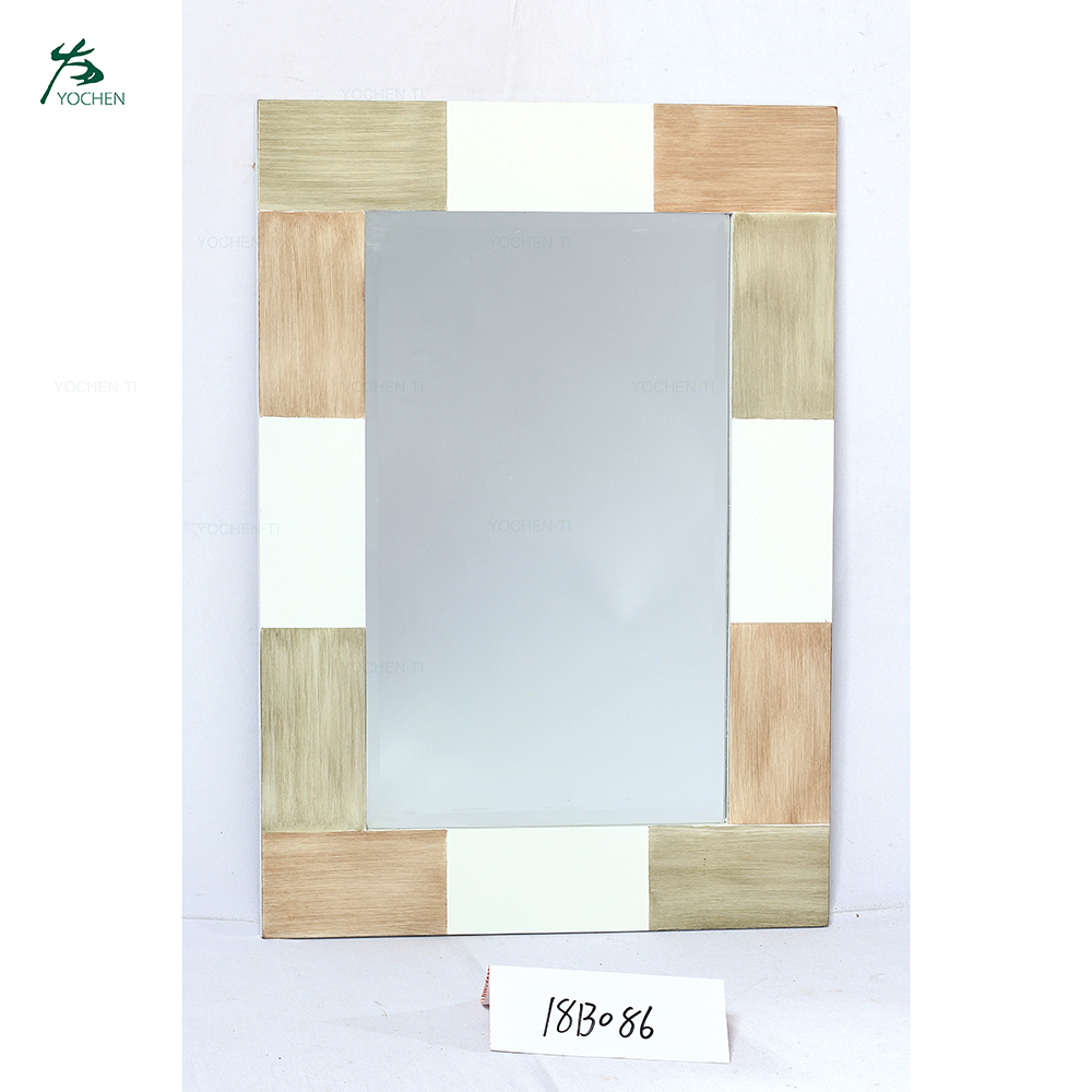 Wood Framed Wall Mirror in Rectangle Shape