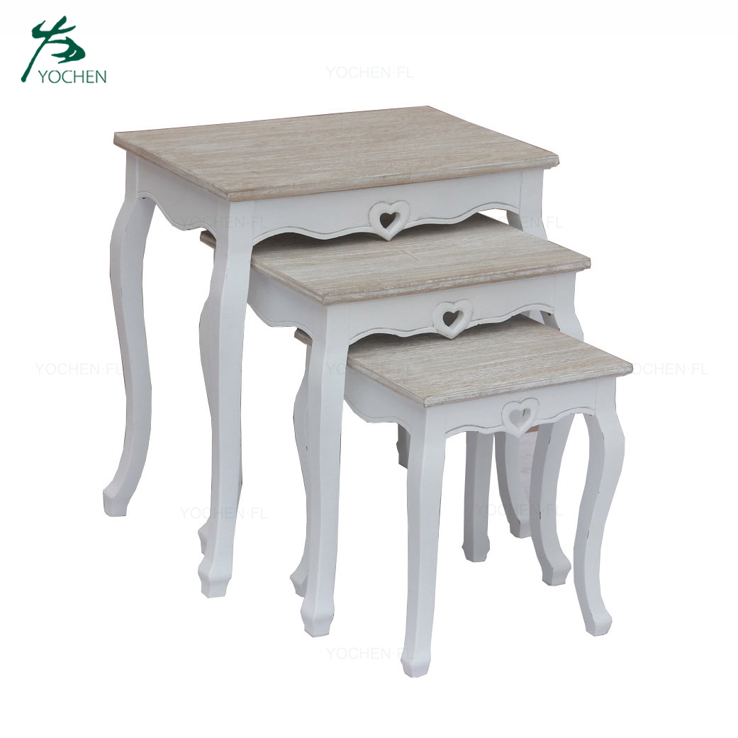 luxury living room furniture white wood panel side table sets