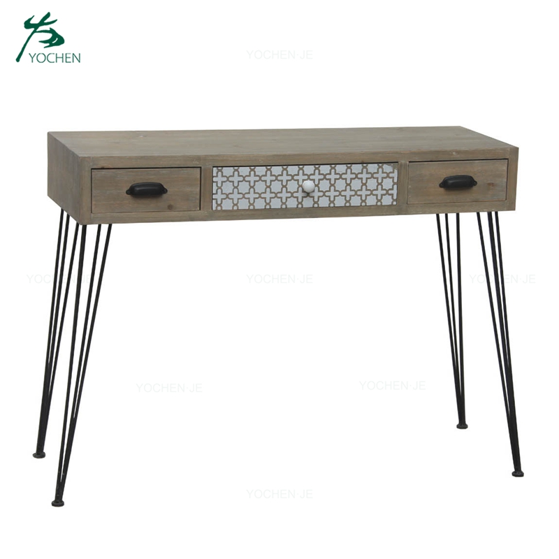 Antique luxury white wood hallway console table