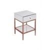 Rose gold stainless steel white glass coffee table modern with 2 drawers