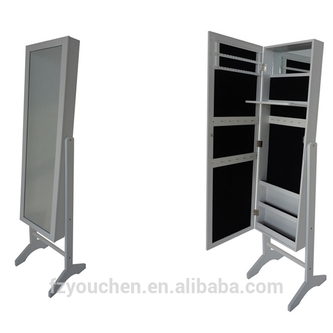Home Mirror Jewelry Cabinet with Stand Black Backside