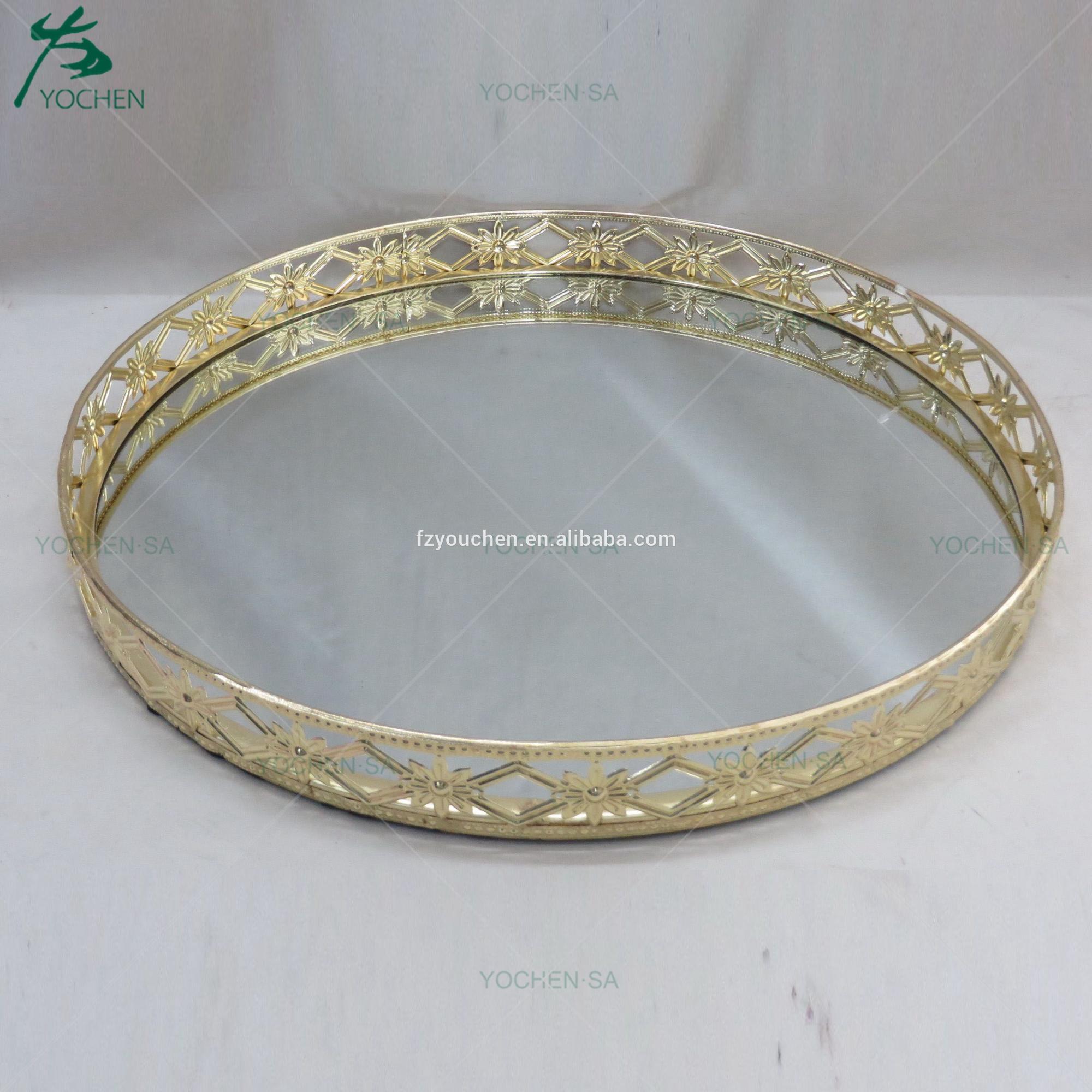 Round Mirror Candle Plate Tray Wedding Decors