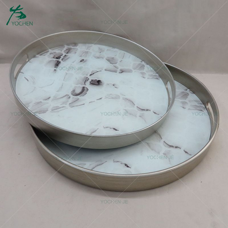 Mirrored decorative vanity marble serving tray