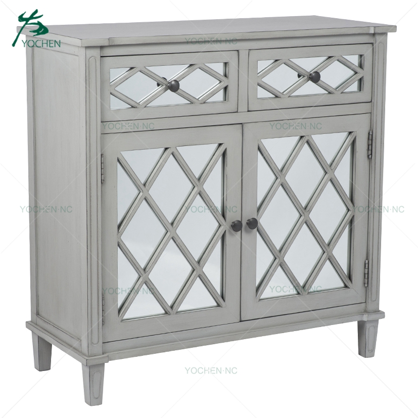 Vintage mirrored furniture round edge chest of drawer cabinet