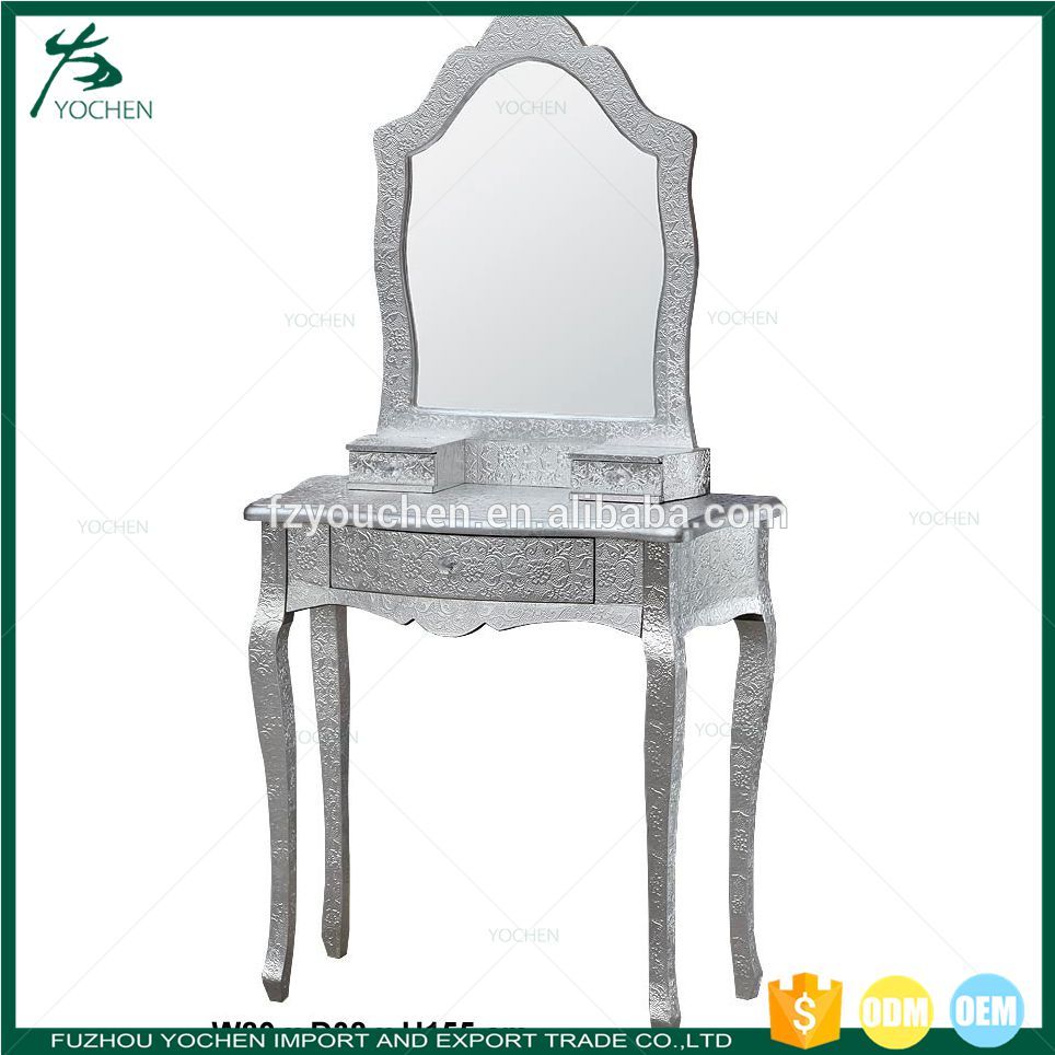 Moc Croc Silver Dressing Table and Mirror Vanity Set