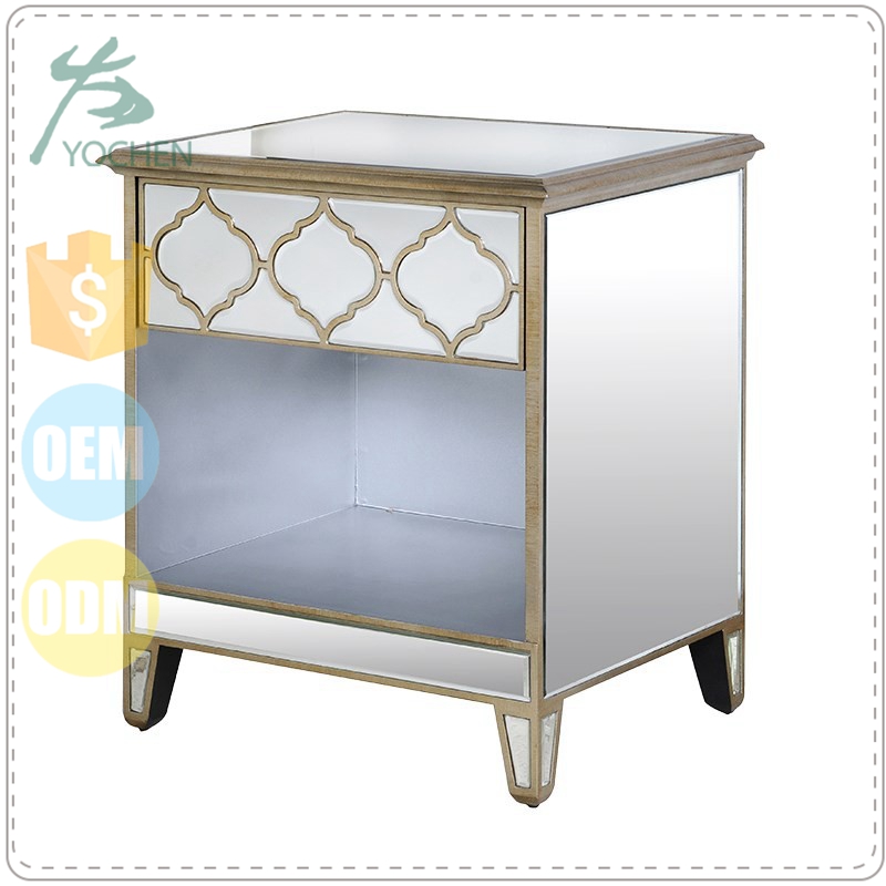 One Big Drawer Vintage Gold Silver Glass Hallway Console Table