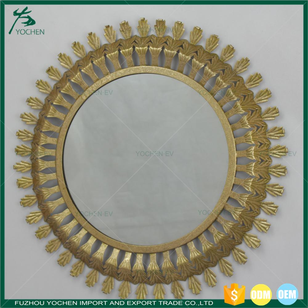Gold round wall hanging antique decorative wall metal mirror