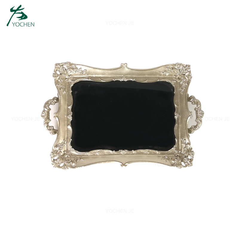 Mid-east market golden decorative mirrored metal serving tray