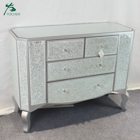 living room decorative silver shining crushed mirrored cabinet