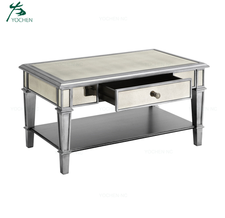 home furniture silver glass modern mirrored coffee table