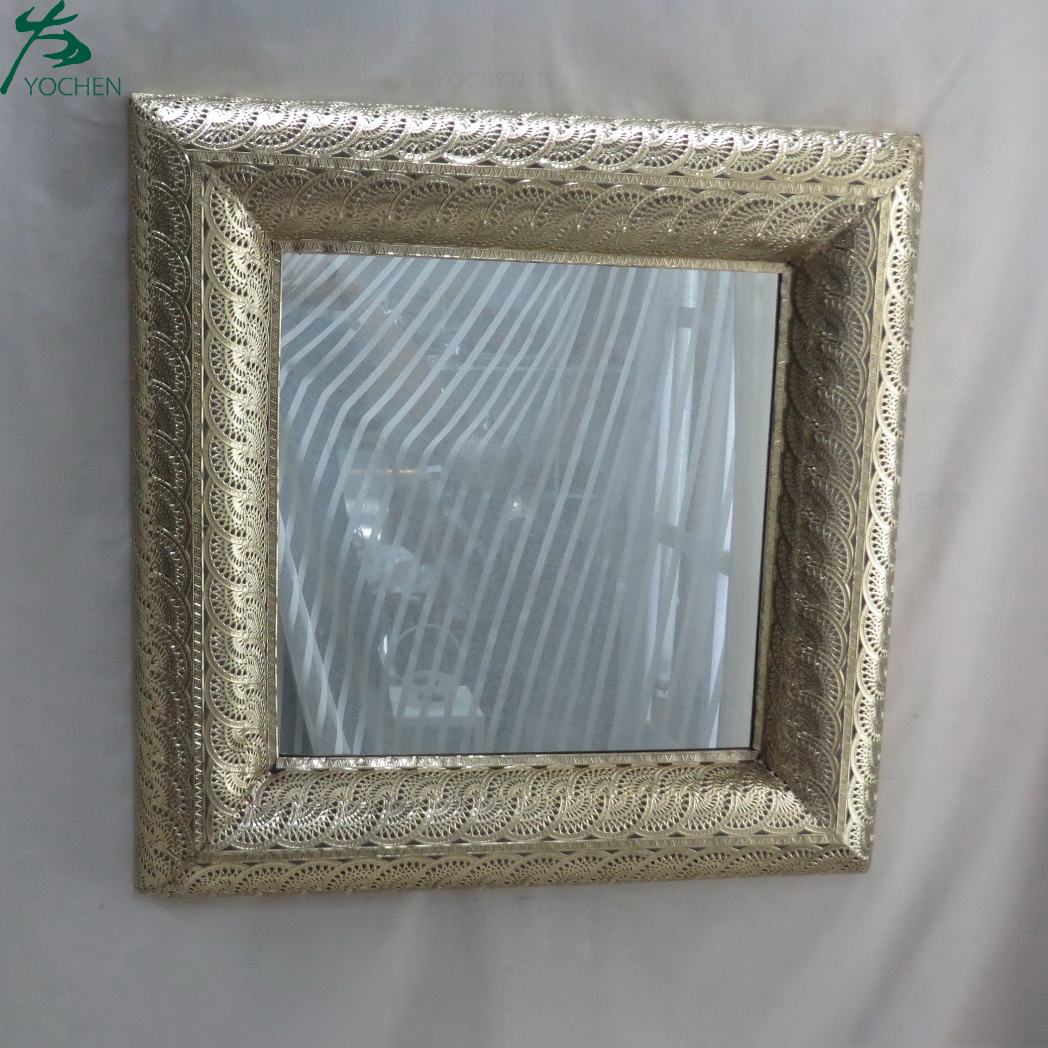 Classical design home wall square mirror metal frame