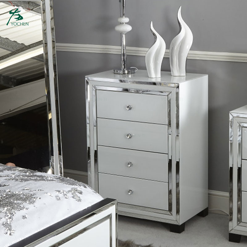 Eco-friendly White Glass 7 Drawer Mirrored Dressing Table