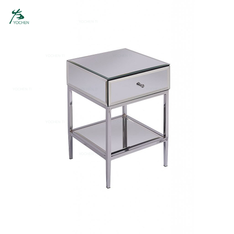 Home Funiture Stainless Steel Toughened Mirror Side Table