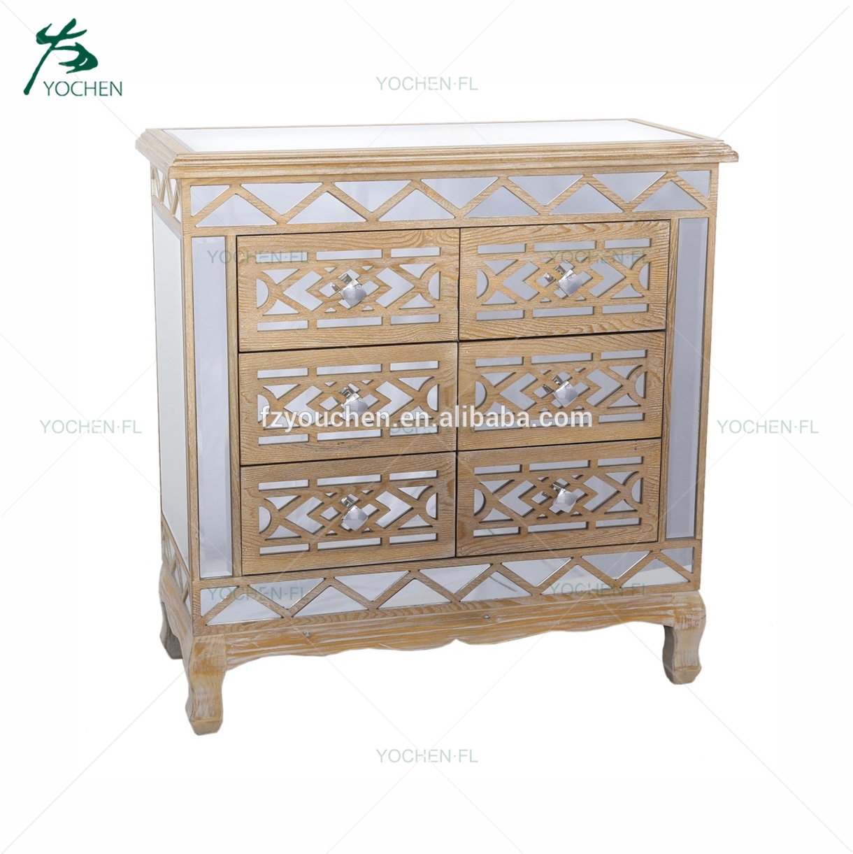 Mirrored furniture bedroom wooden drawer cabinet