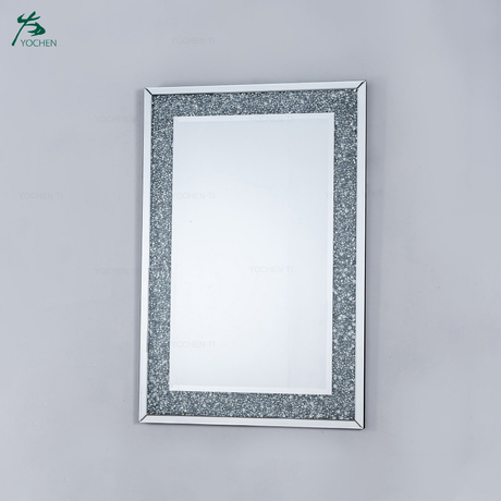 Diamond crush mirrored venetian glass rectangular mirror