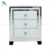 White Glass Two Drawers Wooden Mirrored Side Table Bedroom
