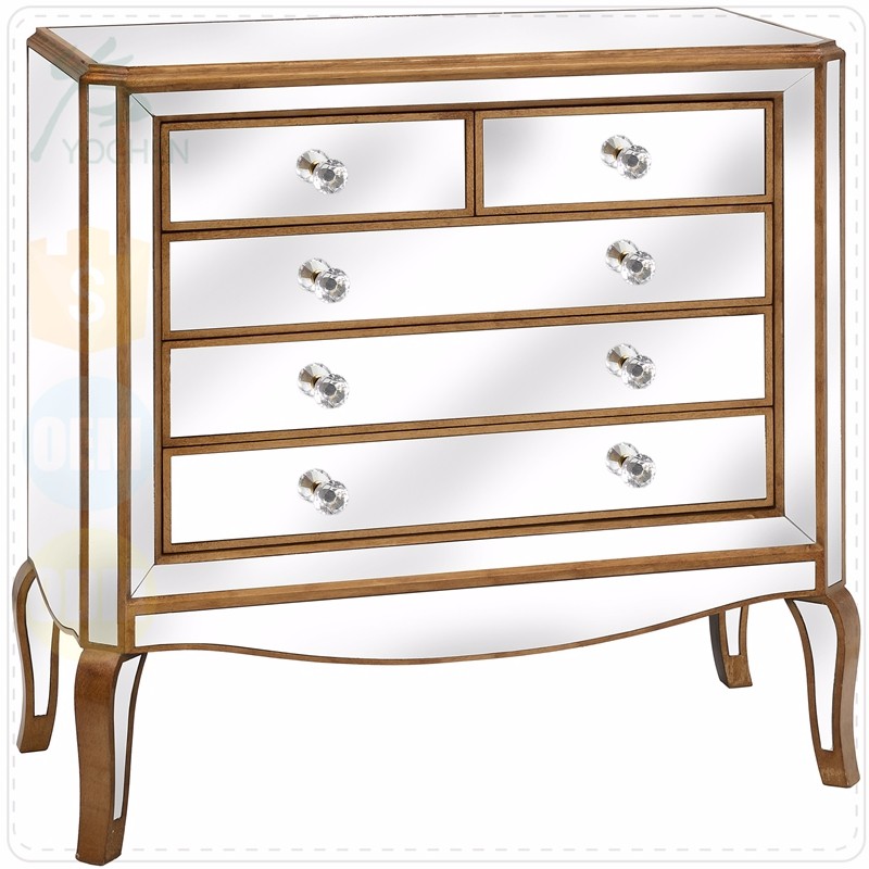 Venetian Mirrored Bedroom Bedside Large Corner Chest of Drawers Table