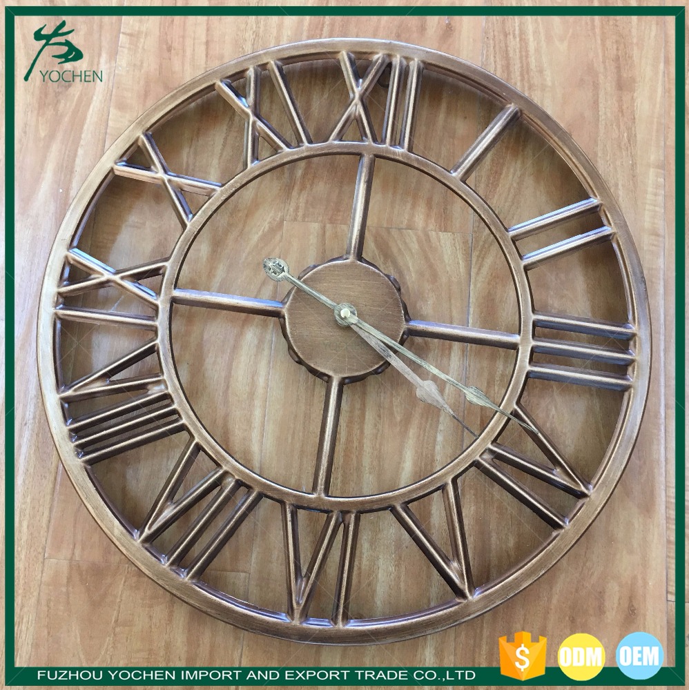 Antique Brown Metal Round Wall Clock