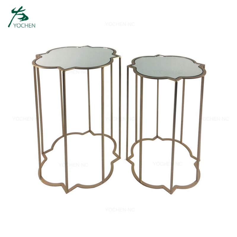 Golden Accent Metal Side Table Glass Round Coffee Table