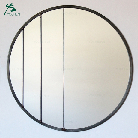 Modern Handmade Circle Mirror Black Metal Frame Wall Mirror