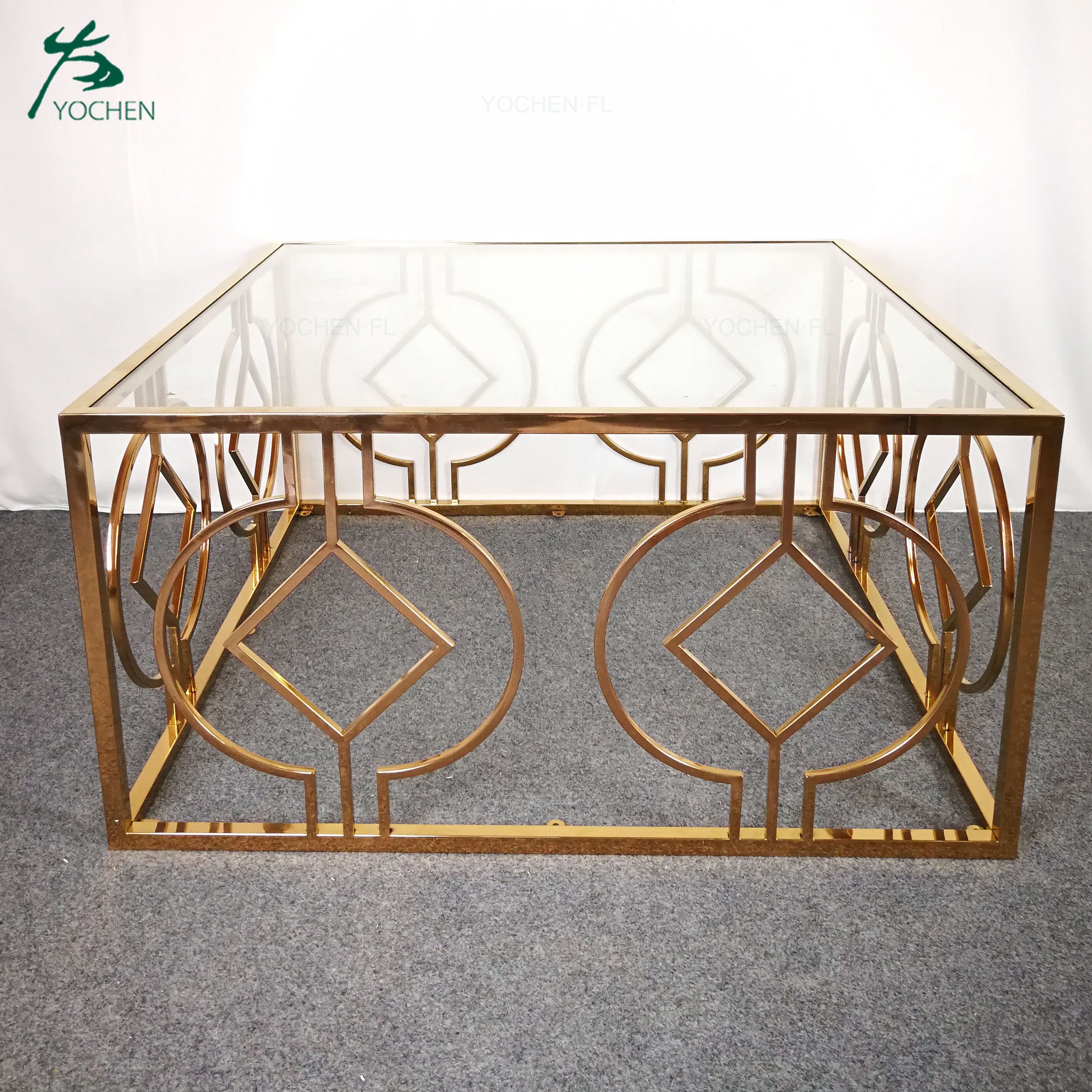 glass top metal stainless steel square coffee table