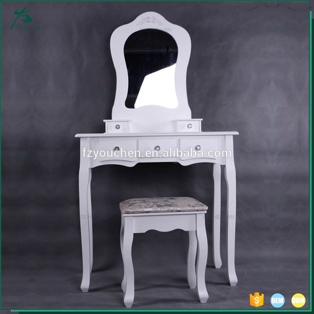 Modern With Foldable Mirror Dressing Table With Drawers