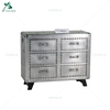Aluminum Industrial Wooden Movable Cabinet 2 Drawer