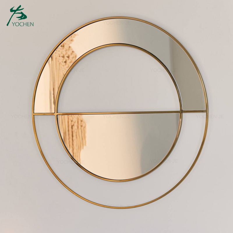 living room metal frame wall round decorative mirror