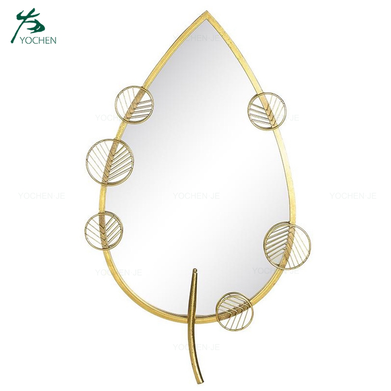 gold leaf shape decorative wall mirror