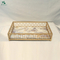 Modern Accent Trays 3 Piece Rectangle Grid Tray Set Marble Tray Gold Frame