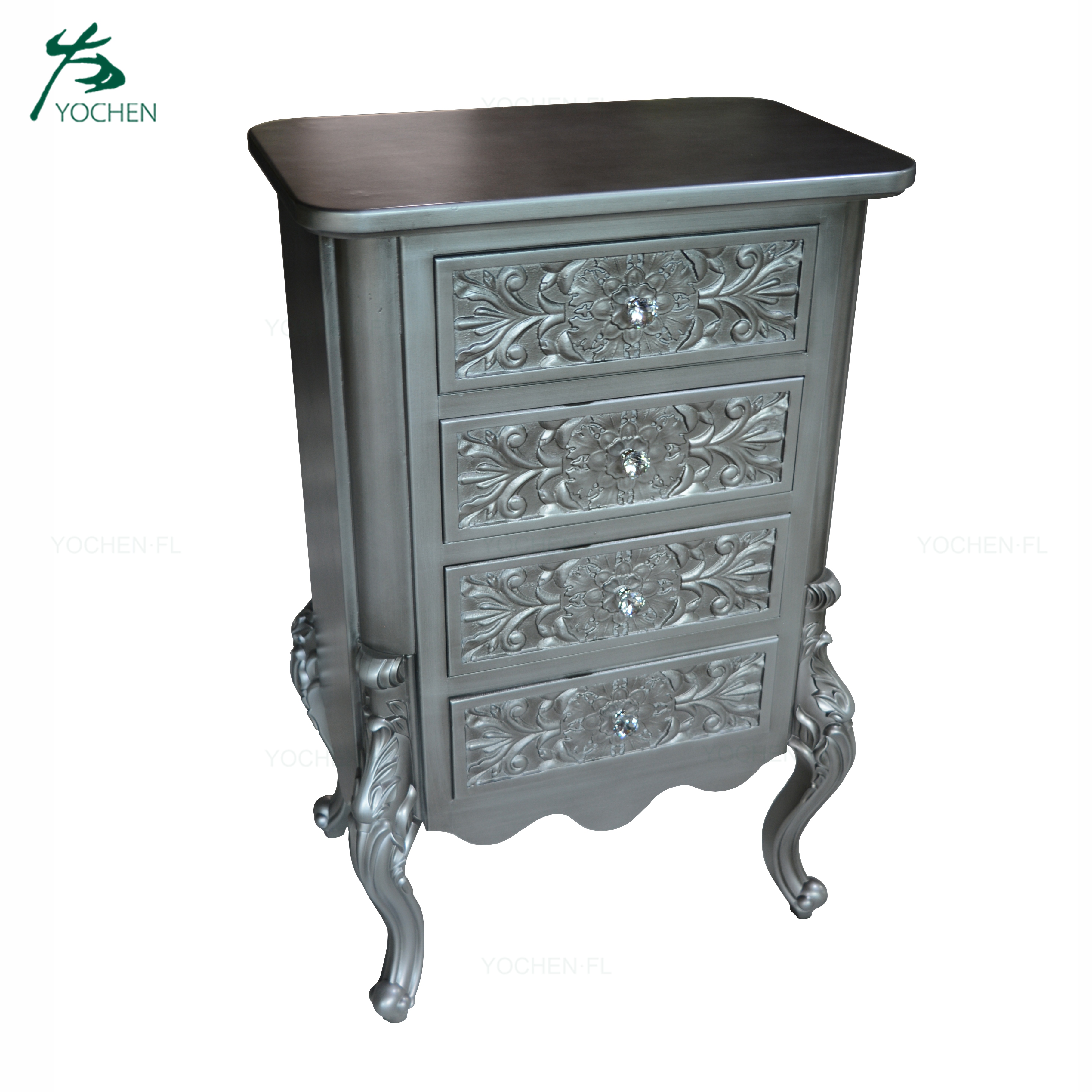 dark gray color antique wood carved cabinet