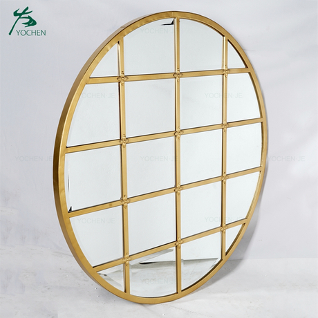 full wall gold framed large round wall mirror