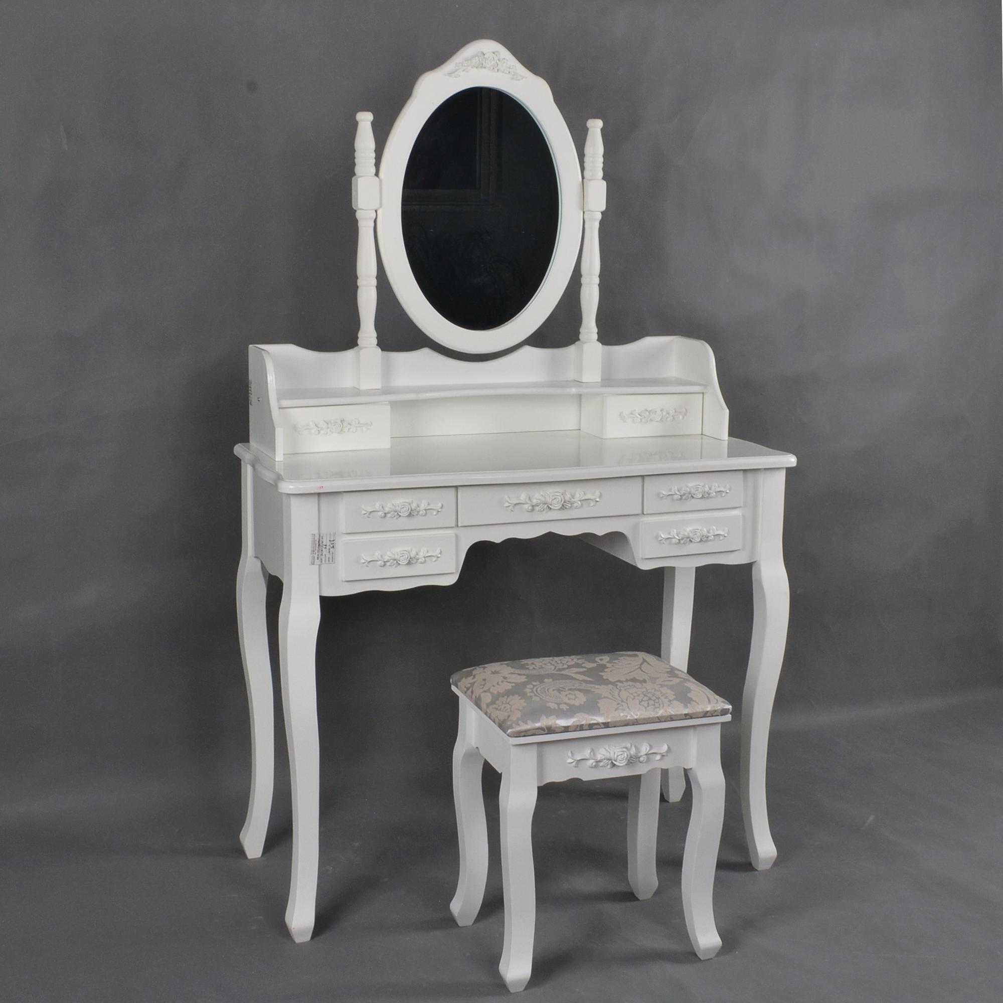 French Style White Color 7 Drawers Vanity Dresser