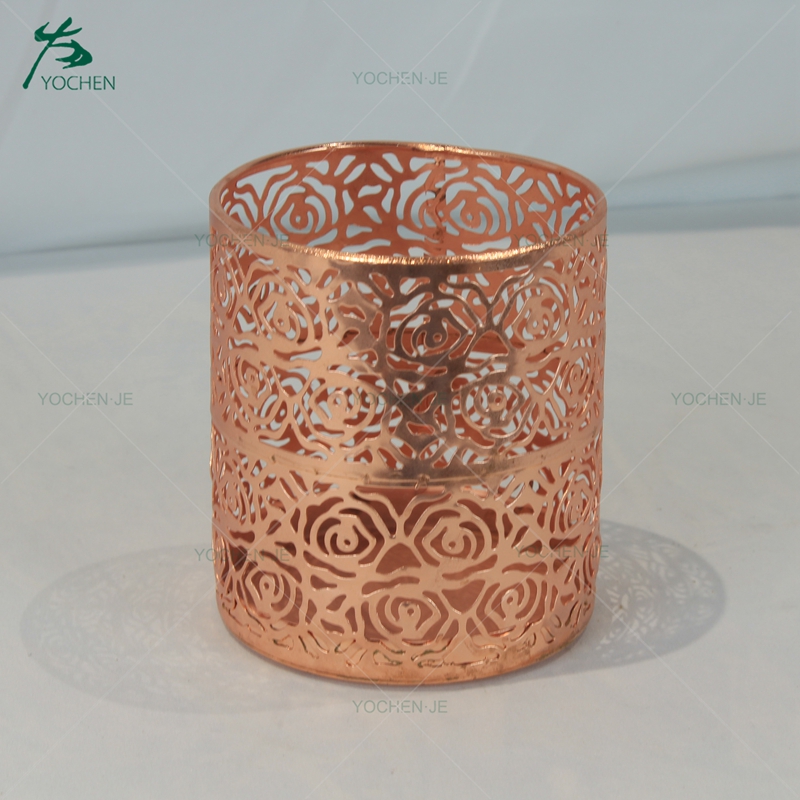 Wholesale Iron Rose Gold Metal Candle Holder for Home Decoration