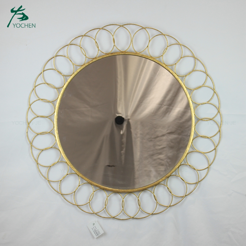 living room metal frame wall round decorative mirror