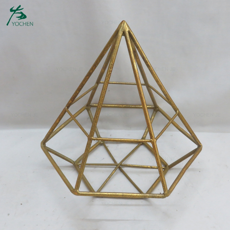 Gold Metal Geometric Design Tealight Holder Candlestick