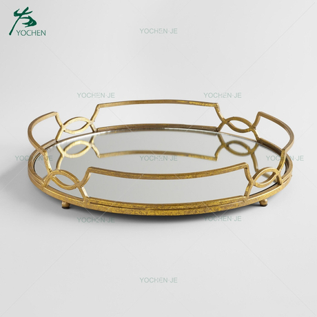 Jewelry Display Tray Gold Mirrored Tabletop Metal Tray