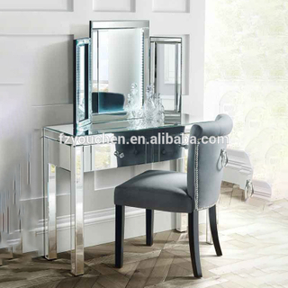 Modern Diagonal Mirror Furniture Dressing Table with Stool and Mirror