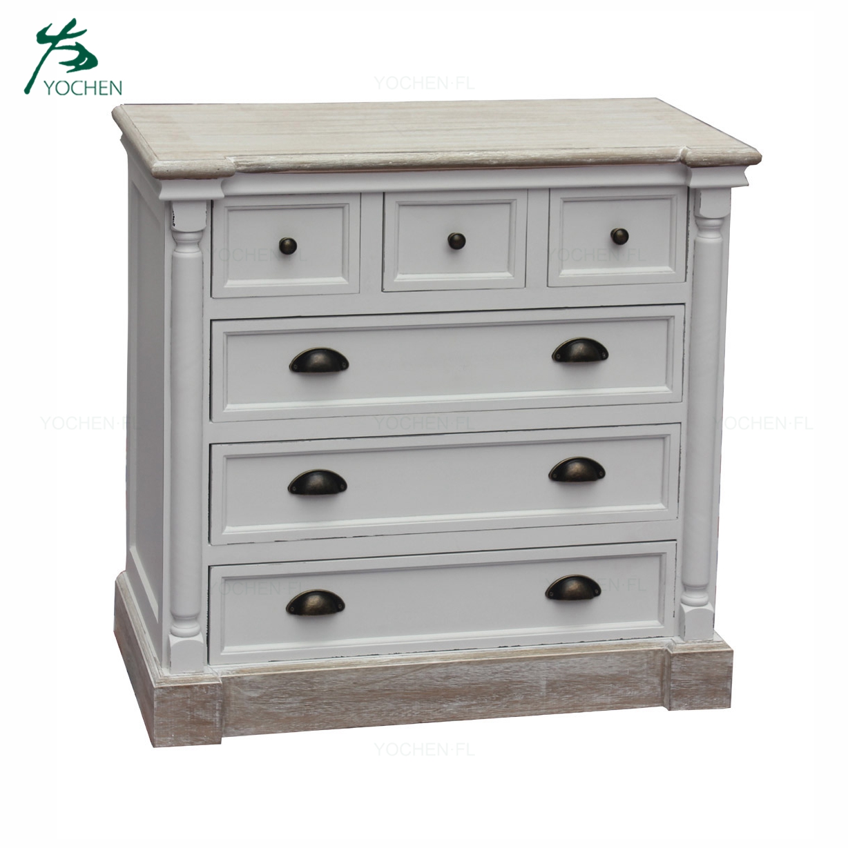 European style wash white wood corner cabinet living furniture