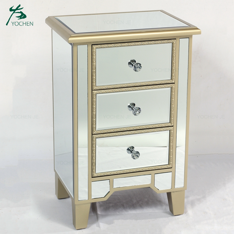 3 drawer nightstand side table mirror bedside table cabinet