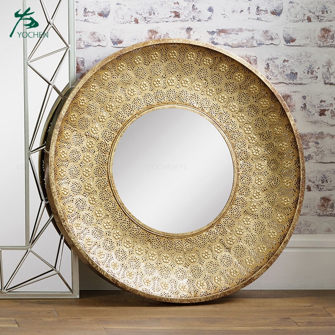 Home Decor Rectangle Gold Metal Frame Decorative Wall Mirror