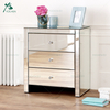 Silver Glass Narrow 3 Drawers Mirrored Chest